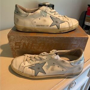Golden Goose Superstar Sneakers | Color SSENSE - White Leather - Light Blue Star